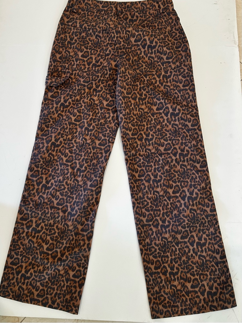 New W Tags Noisy May Brown Leopard Print Wide Leg Cargo Pants Animal Print - Picture 3 of 3